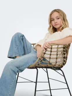 KOGBROOME Hohe Taille Weiter Beinschnitt Jeans