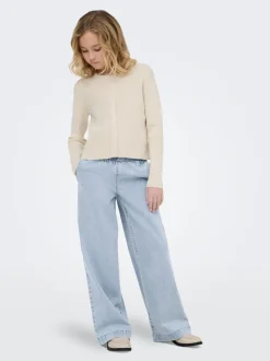 KOGDEIA Hohe Taille Weiter Beinschnitt Jeans