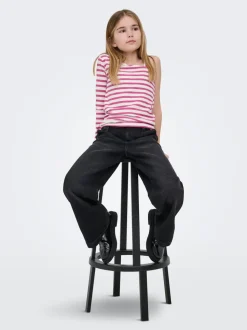 KOGNEW Mittlere Taille Weiter Beinschnitt Jeans