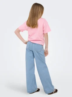 KOGNEW Mittlere Taille Weiter Beinschnitt Jeans