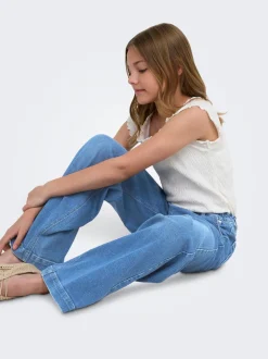 KOGNEW Mittlere Taille Weiter Beinschnitt Jeans