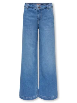 KOGNEW Mittlere Taille Weiter Beinschnitt Jeans