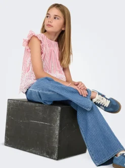 KOGYASMIN Mittlere Taille Weiter Beinschnitt Jeans