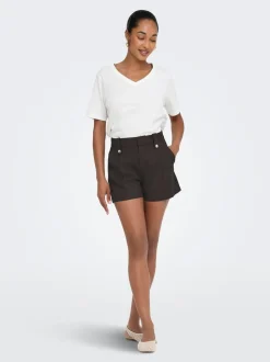 ONLBAIA Hohe Taille Normal geschnitten Leinen Lässige Shorts