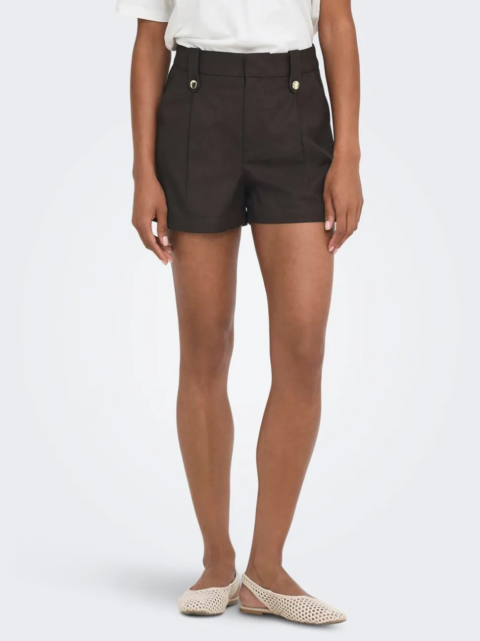 ONLBAIA Hohe Taille Normal geschnitten Leinen Lässige Shorts
