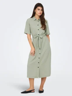ONLCARO Leinen Midikleid