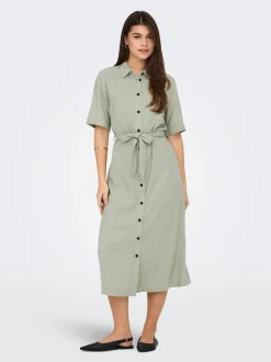 ONLCARO Leinen Midikleid