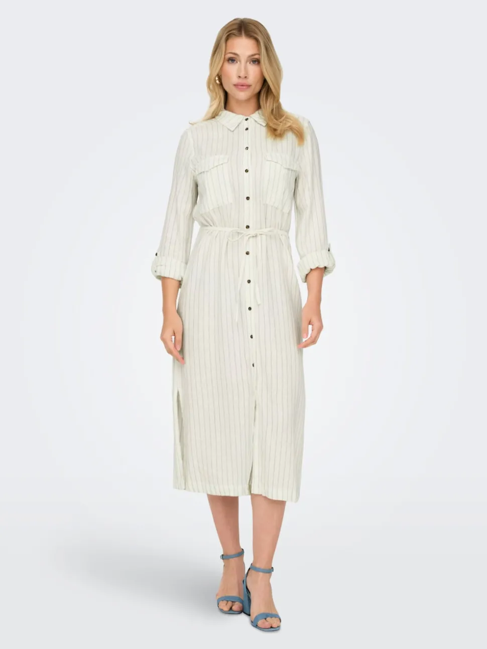 ONLCARO Leinen Midikleid