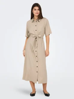 ONLCARO Leinen Midikleid