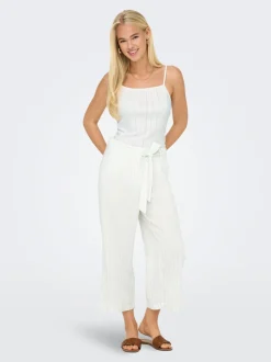 ONLCARO Verkürzt Leinen Hose mit weitem Beinschnitt