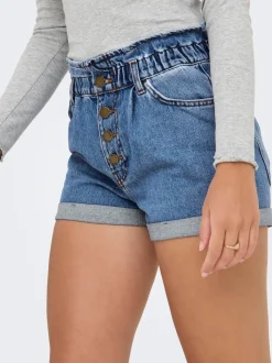 ONLCUBA Hohe Taille Locker geschnitten Jeans-Shorts