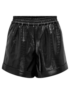 ONLDITTE Locker geschnitten Shorts in Lederoptik