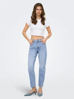 ONLEMEL Hohe Taille Gerade geschnitten Knöchellang Jeans