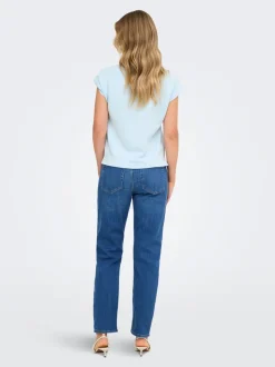 ONLEMEL Hohe Taille Gerade geschnitten Knöchellang Jeans