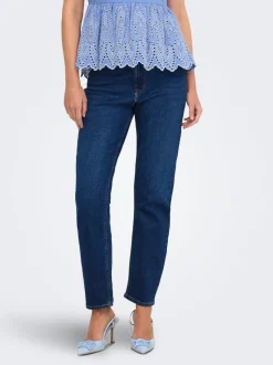 ONLEMEL Hohe Taille Gerade geschnitten Knöchellang Jeans