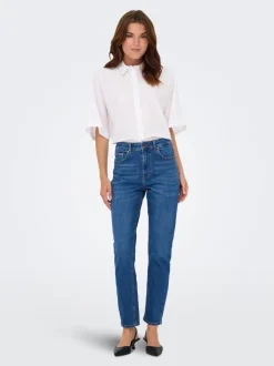 ONLEMEL Hohe Taille Gerade geschnitten Knöchellang Jeans