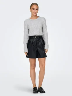 ONLHEIDI Mittlere Taille Normal geschnitten Kunstledershorts