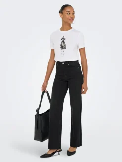 ONLJUICY-WAUW Hohe Taille Weiter Beinschnitt Jeans