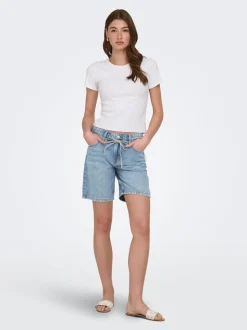 ONLLUMI Mittlere Taille Weiter Beinschnitt Jeans-Shorts