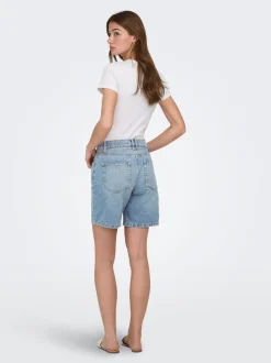 ONLLUMI Mittlere Taille Weiter Beinschnitt Jeans-Shorts