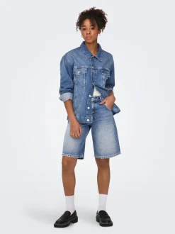 ONLMATE Mittlere Taille Baggy Fit Jeans-Shorts