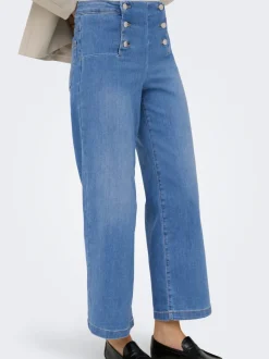ONLNEW Hohe Taille Weite Passform - kurz geschnitten Verkürzt Jeans