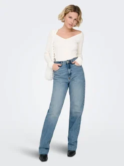 ONLRILEY Hohe Taille Gerade geschnitten Jeans