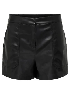 ONLTRICIA Mittlere Taille Baggy Fit Kunstledershorts