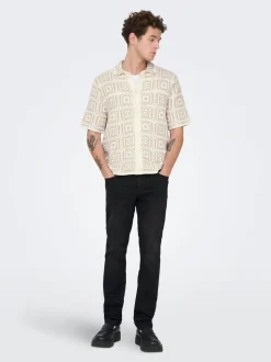 ONSBART Gestricktes Poloshirt