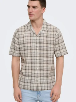 ONSCAIDEN Leinen Hawaii-Hemd