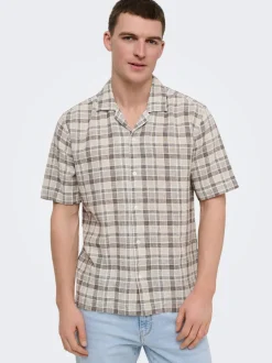 ONSCAIDEN Leinen Hawaii-Hemd