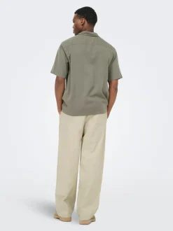 ONSDAVES Weiter Beinschnitt Leinen Hose