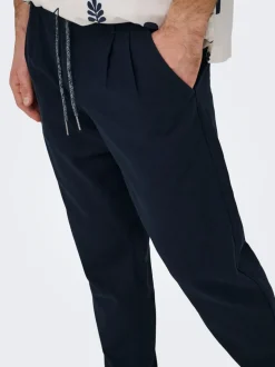 ONSLEO Verjüngt und verkürzt Leinen Chino Hose
