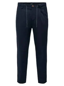 ONSLEO Verjüngt und verkürzt Leinen Chino Hose