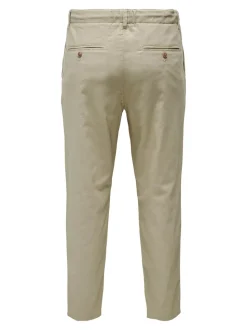 ONSLEO Verjüngt und verkürzt Leinen Chino Hose