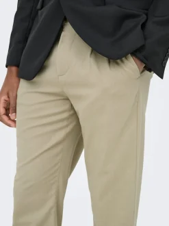 ONSLEO Verjüngt und verkürzt Leinen Chino Hose