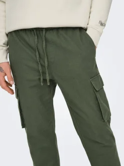 ONSLINUS Verjüngt Leinen Cargo-Hose