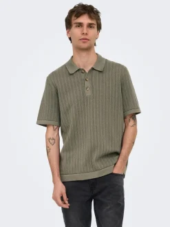 ONSMOON Gestricktes Poloshirt